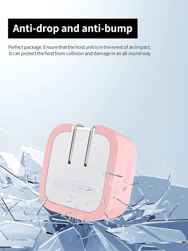 Case for Apple 40W Charger, WUNIAK Soft Silicone Protective Portable Scratch Shock Resistant Shell,Pink