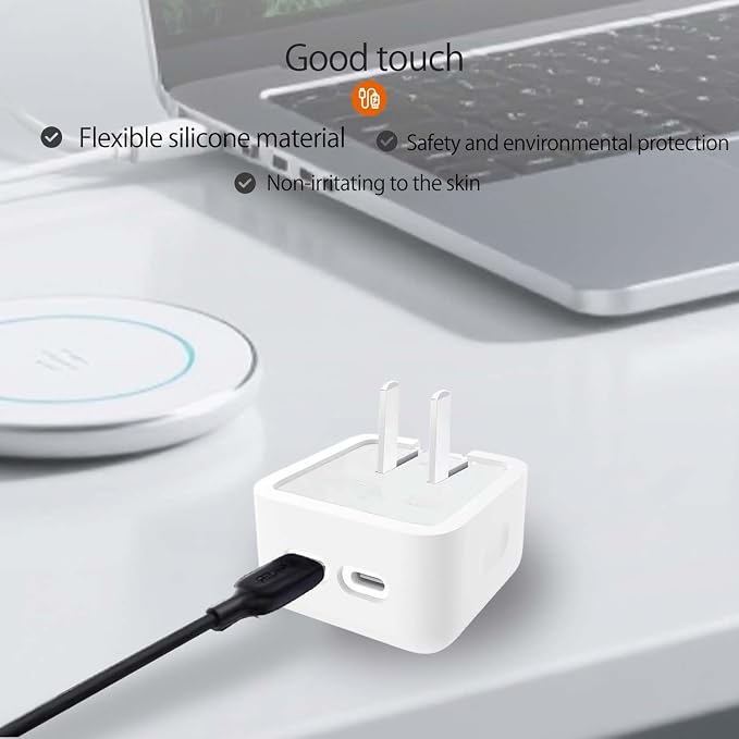 Case for Apple 35W Power Adapter,NOUKAJU Silicone Protective Cover,Drop-Proof,Scratch-Proof,Shock-Proof,Protective Case for Apple 35W Charger(White)