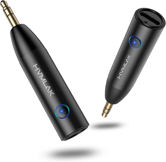 Bluetooth 5.4 Car Aux Adapter with Enhanced Microphone, 3.5mm Jack for Car Home Stereo, USB-C Charging, Sturdy Case, 1 Piece
