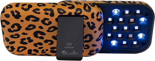 LivePure Handheld UV Light Sanitizer. Portable UV Light for Disinfecting Room, Kitchen, Car, Bathroom, Household Surfaces. Leopard