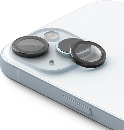Ringke Camera Lens Frame Glass [Individual Lens Covers] Compatible with iPhone 15 Camera Lens Protector and iPhone 15 Plus Camera Lens Protector, Tempered Glass and Aluminum Alloy Frames - Black