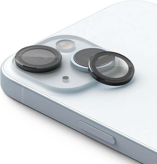 Ringke Camera Lens Frame Glass [Individual Lens Covers] Compatible with iPhone 15 Camera Lens Protector and iPhone 15 Plus Camera Lens Protector, Tempered Glass and Aluminum Alloy Frames - Black