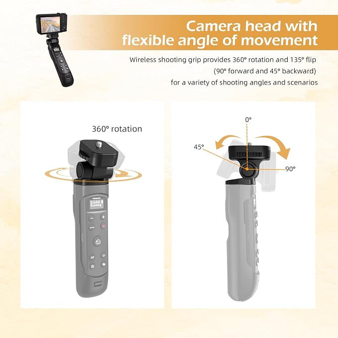 for Sony Tripod Wireless Shooting Grip with Shutter Release - Mini-Tripod with Rechargeable Remote Control for ZV-E10/ZV-E1/ZV-1/ZV-1F/RX100 VII/RX0 II/A6700/A6400/A6600/A7 III/FX3/FX30 - for Vlogging