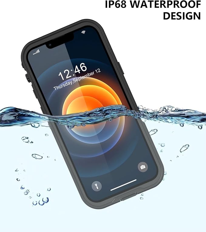 Protebox for iPhone 12 Mini Waterproof Case with Built-in Screen Protector, Shockproof Dustproof Full Body Protective IP68 Waterproof Phone Case for iPhone 12 Mini 5.4 inch (Black/Clear)