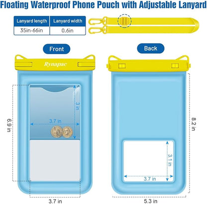 Rynapac Waterproof Phone Pouch Floating - 10in Waterproof Phone Case for Beach Essentials, IPX8 Underwater Cellphone Holder with Lanyard for iPhone 16 15 14 Pro Max, Galaxy 24 23 Ultra (1 Pack)