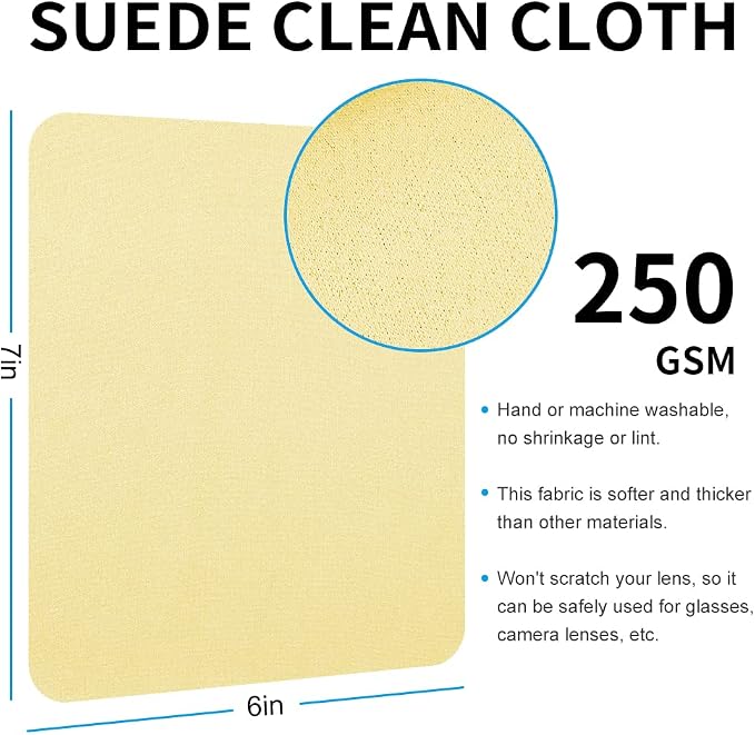 100 PCS Glasses Clean Cloth Suede, Lens Clean Cloth for Lenses, Glasses, Screens, Cameras, iPad, iPhone, Eyeglasses (6"x7", 100PCS/Light Yellow)