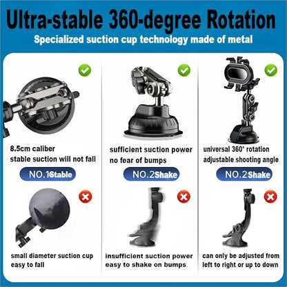 Ultra-Strong Suction Cup Phone Mount for Car - Anti-Shock & Noiseless Dashboard & Windshield Holder, 360° Adjustable Hands-Free Mount for All Smartphone (02)