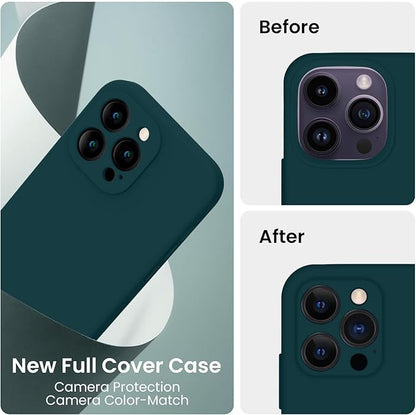 FireNova Designed for iPhone 14 Pro Max Case, Silicone Upgraded [Camera Protection] Case with [2 Screen Protectors], Soft Anti-Scratch Microfiber Lining Inside, 6.7 inch, Teal