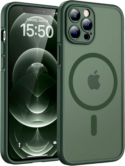 TOCOL for iPhone 12 Pro Max Case, Compatible with Magsafe Charger, Full Camera Protection, Translucent Matte for iPhone 12 Pro Max iPhone Case 6.7 inch (Alpine Green)