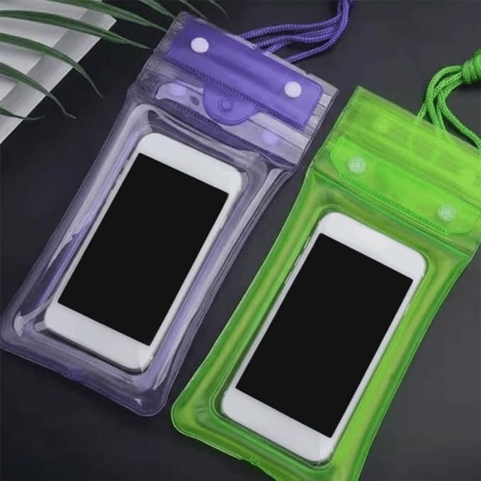 Floating Waterproof Phone Case Full View Swimming Bag Transparent Dry Cover for Underwater Snow Rainforest Use(Black)