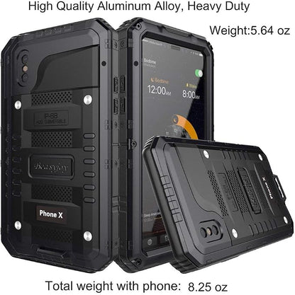 Beasyjoy for iPhone X Case iPhone 10 Metal Case Heavy Duty Cover with Screen Full Body Protection Shockproof Dustproof Drop Proof Rugged Durable Military Grade Defender 5.8 inch, Black