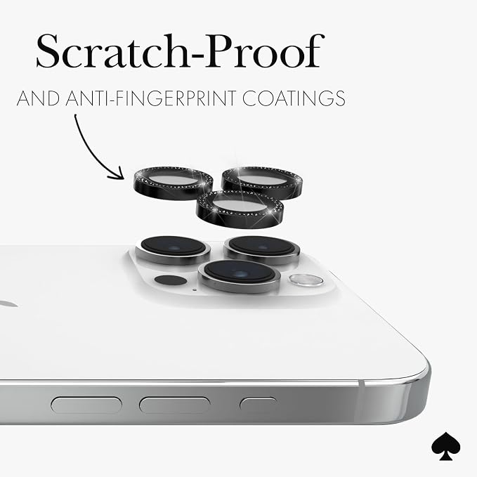 kate spade new york iPhone 15 Pro/iPhone 15 Pro Max Camera Lens Protector with Aluminum Ring - Set in Stone Nightfall