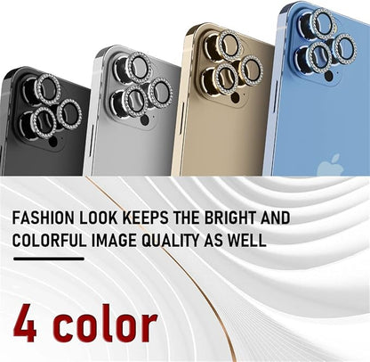 Suoman 3-Pack for iPhone 12 Pro Max Camera Lens Protector, 9H Tempered Glass, [Does not Affect Night Shots] Metal Frosted Independent Protective Cover - Diamonds-Black