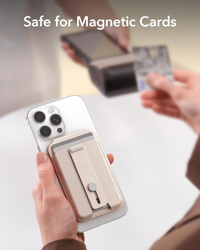 ESR Aura for MagSafe Wallet Stand with Grip, RFID Blocking, MagSafe Ring Included, 5 Card Holder Magnetic Wallet for iPhone 17e/17/16/15/14/13/12 (Not for 13/12 Mini), Selected Samsung,Desert Titanium