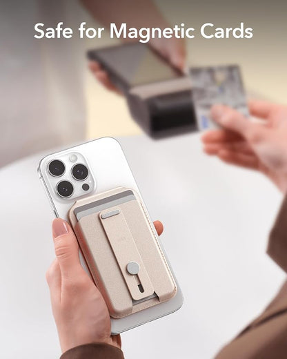 ESR Aura for MagSafe Wallet Stand with Grip, RFID Blocking, MagSafe Ring Included, 5 Card Holder Magnetic Wallet for iPhone 17e/17/16/15/14/13/12 (Not for 13/12 Mini), Selected Samsung,Desert Titanium