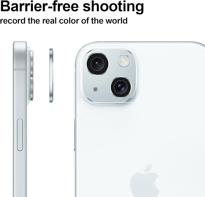 Camera Lens Protector Bumper for iPhone 15 /iPhone 15 Plus,No Glass Flat Design, Blue