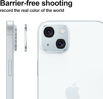 Camera Lens Protector Bumper for iPhone 15 /iPhone 15 Plus,No Glass Flat Design, Blue