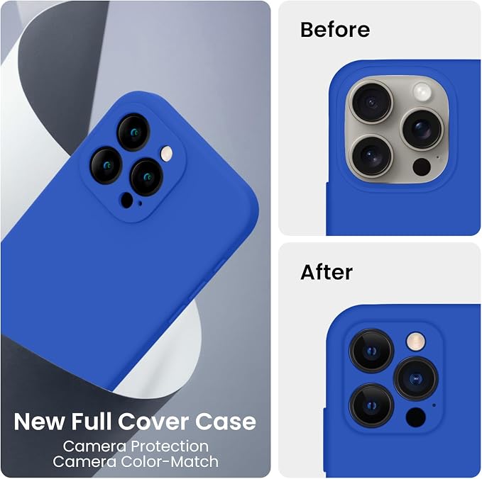 FireNova Designed for iPhone 16 Pro Max Case, Silicone Upgraded [Camera Protection] Phone Case, Soft Anti-Scratch Microfiber Lining Inside, 2024, Klein Blue