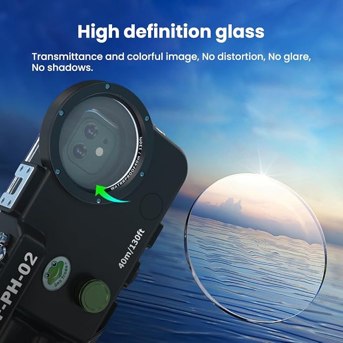 Seafrogs SF-PH-02 Underwater Phone Housing Case Compatible with iPhone 17/16/15, 40M/130ft Waterproof, Vacuum Pump System (Black)