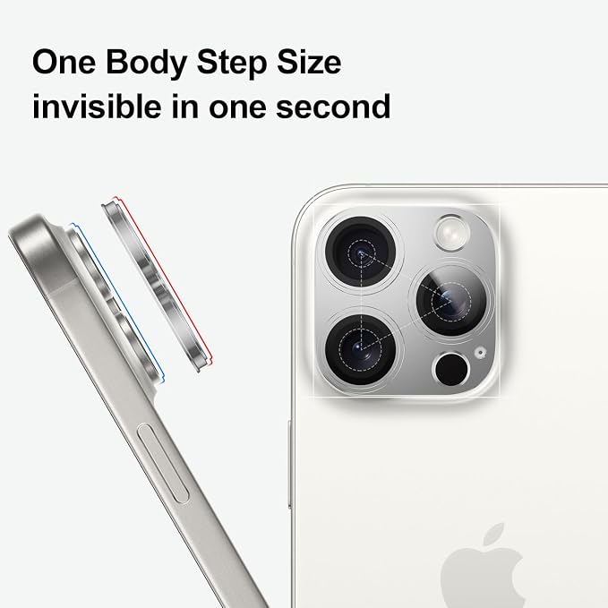 for iPhone 14/15/16 Pro & Pro Max Camera Lens Protector [2 Pack], Tempered Glass with Metal Alloy Frame, for iPhone 16 pro max Lens Protector, HD Clear Photography, Silver