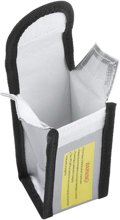 Fireproof High Temperature Battery Protective Bag Explosionproof for Charging Traveling Storage Fiberglass Black 6.5*5*12.5cm