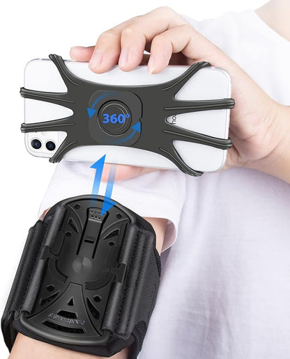 Running Phone Holder Armband for Phone, Detachable & 360°Rotated Sports Armband with Key Pocket for iPhone 17/16/15/14/13 Pro/12 Pro/XS/XR/8/7/6s Plus, for Samsung Galaxy 4''-6.5'' Cellphone