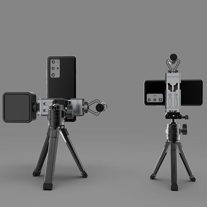 Aluminum Phone Mount for Tripod, Adjustable Phone Tripod Mount with Cold Shoe & Arca Swiss Quick Release Plate,Universal Adjustable Clamp Suitable for iPhone 14 pro/13 Pro/12/11/Samsung