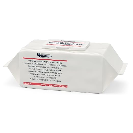 MG Chemicals 8241 IPA 70/30 Presaturated Wipes for Electronics - 140 Wipes in a Resealable Soft Pack, Clear (8241-140)