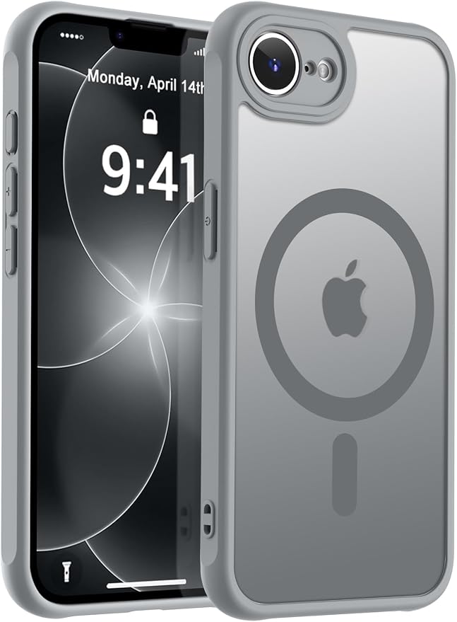 MOCCA Strong Magnetic for iPhone 17e Case/iPhone 16e Case [Compatible with Magsafe] [Full Camera Protection] Slim Translucent Matte Shockproof Phone Case for iPhone 17e / 16e 6.1", Titanium Gray