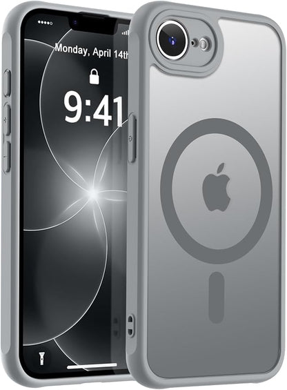MOCCA Strong Magnetic for iPhone 17e Case/iPhone 16e Case [Compatible with Magsafe] [Full Camera Protection] Slim Translucent Matte Shockproof Phone Case for iPhone 17e / 16e 6.1", Titanium Gray