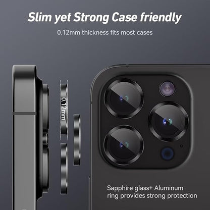 Jeluse 3X2 Pack Camera Lens Protector for iPhone 16 Pro Max/iPhone 16 Pro/iPhone 15 Pro Max/iPhone 15 Pro/iPhone 14 Pro Max/iPhone 14 Pro, 9H Tempered Glass Screen Protector Cover [Alignment Kit]