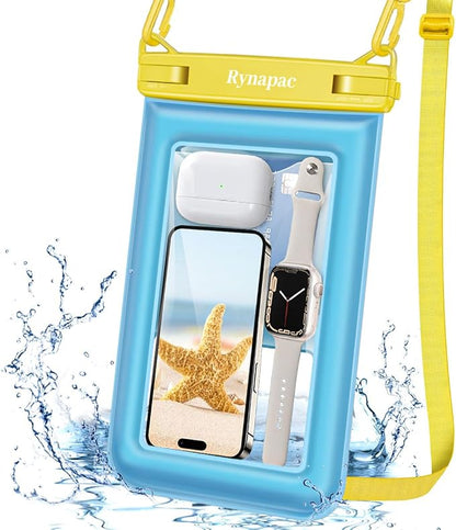 Rynapac Waterproof Phone Pouch Floating - 10in Waterproof Phone Case for Beach Essentials, IPX8 Underwater Cellphone Holder with Lanyard for iPhone 16 15 14 Pro Max, Galaxy 24 23 Ultra (1 Pack)