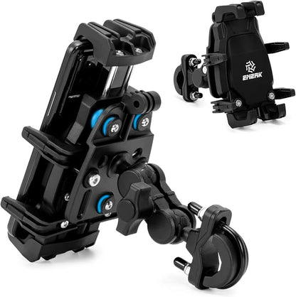 EMERK Motorcycle Phone Mount - Anti-Shake Phone Holder with Vibration Dampener Fits 4.7''-7.2'' Smartphones, Adjustable Heavy-Duty Handlebar Mount for Bike Bicycle Scooter ATV (0.5''-1.3'' Handlebars)