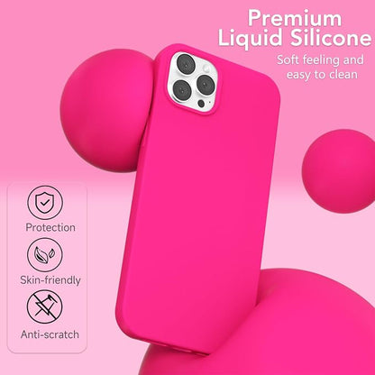 for iPhone 12/12 Pro Case Silicone Compatible with Magsafe Case, Ultra Slim Thin Magnetic Phone Cases Mag Safe, Cute Soft Rubber Gel TPU Matte Plain Wireless Charging Cover for Women, Hot Pink