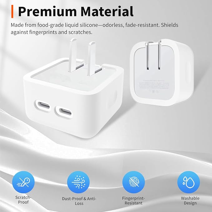 Case for Apple 35W Power Adapter – Soft Silicone Protective Cover for Dynamic Charger,Shockproof Dustproof Charging Block Protector Sleeve[White]