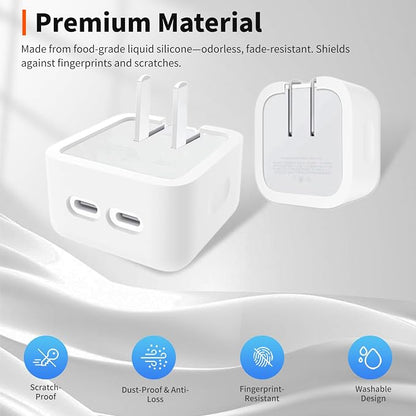 Case for Apple 35W Power Adapter – Soft Silicone Protective Cover for Dynamic Charger,Shockproof Dustproof Charging Block Protector Sleeve[White]