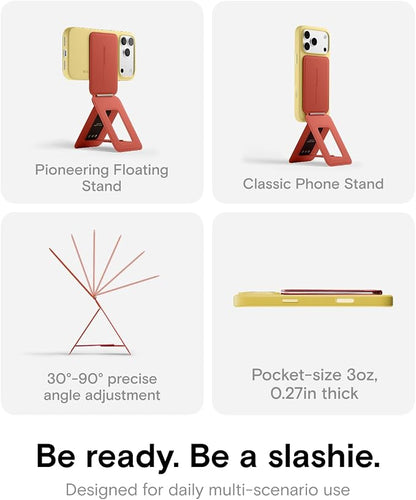 MOFT Phone Tripod Stand Selfie Stick for iPhone, Multi-Angles iPhone Stand, Lightweight & Portable Phone Holder, Strong Magnets, MOVAS Vegan Leather, Travel Essentials, Clay (Without Card Slot)