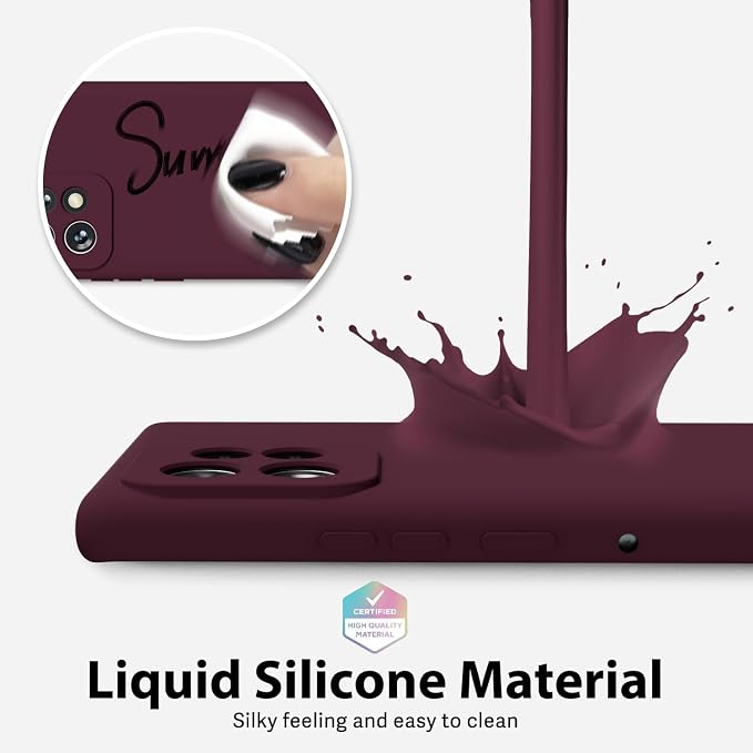 Oakxco for Motorola Moto Edge Plus 2023 Case Silicone, Thin Slim Grip Soft Rubber Gel Protective Phone Case for Women, Matte Plain Solid Color Aesthetic Cute Girly Case with Camera Cove, Burgundy Wine