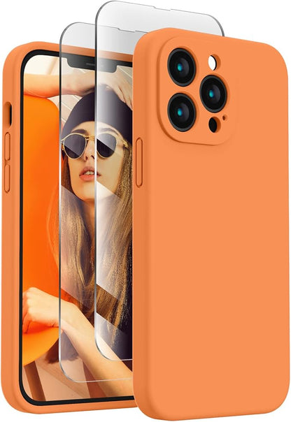 FireNova Designed for iPhone 13 Pro Case, Silicone Upgraded [Camera Protection] Phone Case, Soft Anti-Scratch Microfiber Lining Inside, 6.1 inch, Kumquat