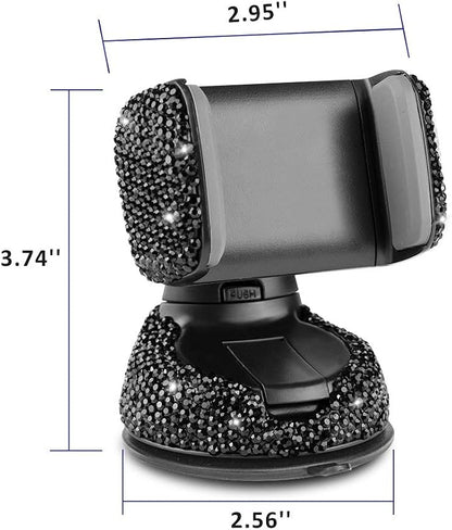 eing Car Phone Mount Bling Crystal Cell Phone Holder with One More Air Vent Base,Universal Universal Phone Car Air Vent Mount Holder Cradle for Dashboard,Windshield and Air Vent,Black