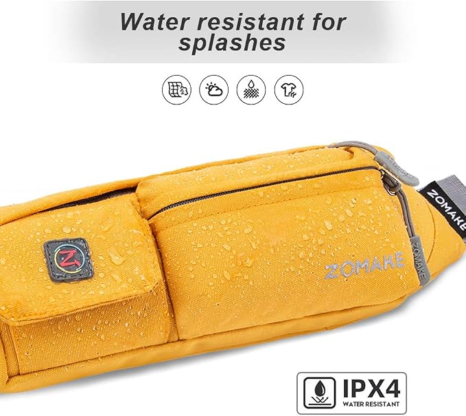 ZOMAKE Small Crossbody Fanny Pack for Women Men, Runner Belt Bag with Adjustable Strap, Water Resistant Waist Bag for Running