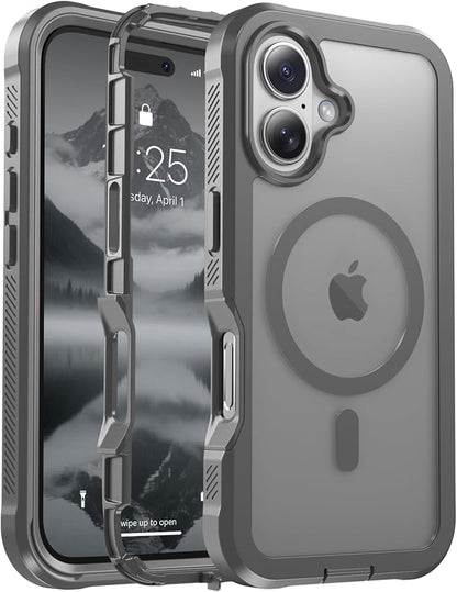 jaroco Magnetic for iPhone 17 Case, [Compatible with MagSafe][Military Grade Drop Protection][Heavy Duty Protection][Non-Slip][Shockproof] 2-Layer Durable Bumper Phone Case 6.3''-Gray