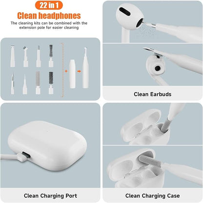 Laptop Cleaning Kit Keyboard Cleaner Brush, 22-in-1 Multi-Function Laptop Cleaner Tool for MacBook, Phone, Headphone, Earbuds, Camera Lens and Other Electronic Device, All-in-one with Upgrade