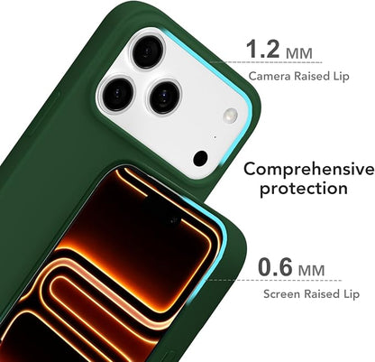 for iPhone 17 Pro Max Case Silicone Compatible with Magsafe Case, Ultra Slim Thin Magnetic Phone Cases Mag Safe, Cute Soft Rubber Gel Matte Plain Wireless Charging Cover for Women, Dark Green