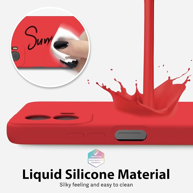 oakxco for Motorola Moto G Power 5G 2024 Phone Case Liquid Silicone, Thin Slim Soft Rubber Gel TPU Plain Simple Cover for Women Girl Cute, Matte Solid Color, Red