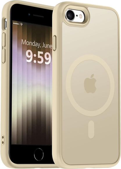 MOCCA Strong Magnetic for iPhone SE Case 2022/iPhone SE 2020 Case/iPhone 7 Case/iPhone 8 Case [Compatible with Magsafe] Slim Thin Translucent Matte Protective Cover Phone Case 4.7'', Light Gold