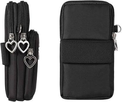 Women Nylon Cell Phone Purse Travel Crossbody Bag Wristband Sport Armband Wallet for Galaxy S10 Plus S9 Plus A50 A7 J7 Star J7 J7 Pro J4, Moto G7 Z4 Z3 G6 E5 Play, HTC U12+, OnePlus 9 (2 Pcs, Blue)