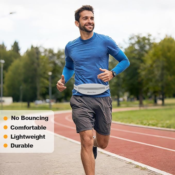 Fanny Pack for Men, Running Belts Waist Pack for Women, Water Resistant Runners Belt Bag, Bounce Free Waist Belt for iPhone Samsung Card Key, Phone Holder for Running Jogging Workout - Grey