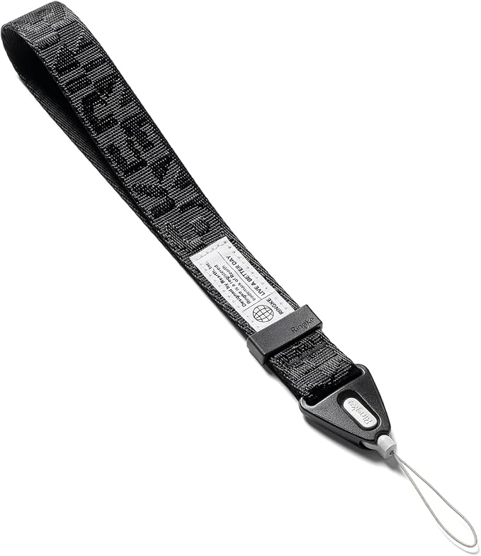 Ringke Hand Strap [Phone Wrist Strap] Designed for Camera Strap and Phone Strap, Adjustable Sturdy Universal Lanyard Compatible with Camera and Phone Case - Lettering Black 3