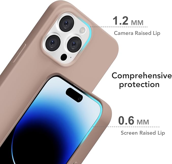 for iPhone 14 Pro Case Silicone Compatible with Magsafe Case, Ultra Slim Thin Magnetic Phone Cases Mag Safe, Cute Soft Rubber Gel TPU Matte Plain Wireless Charging Cover for Women, Brown